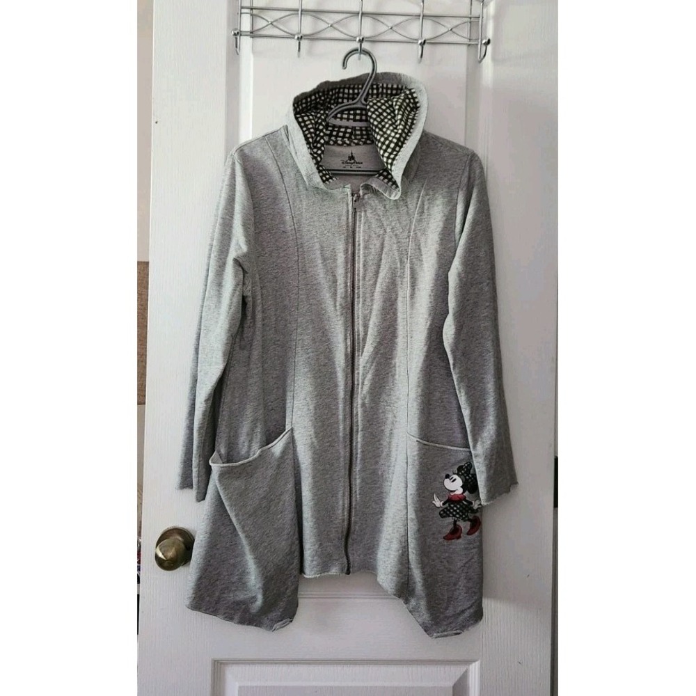 Disney Parks Minnie Mouse Oversized Gray Tunic Hoodie Women's‎ Size L